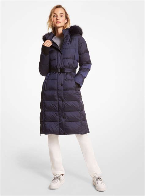 michael kors quilted nylon puffer coat|Michael Kors navy puffer coat.